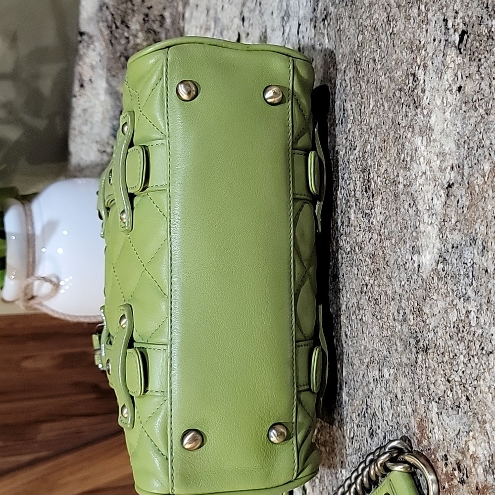 MCM EUC Leather Lime Green Quilted Satchel - Picture 8 of 11